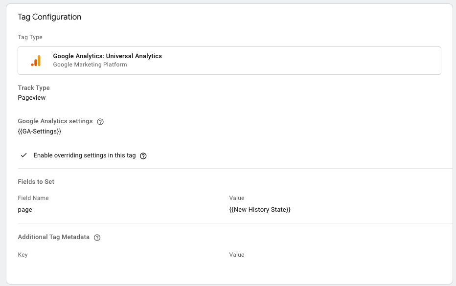 DSelect the tag configuration